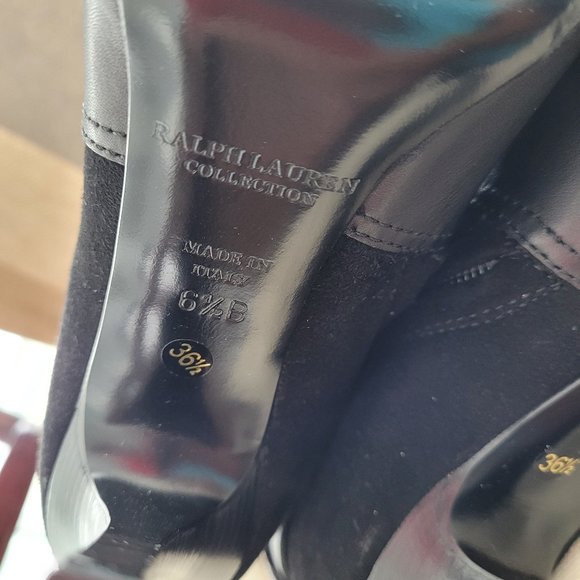 Ralph Lauren Collection Purple Label Boots Black Leather Suede Riding 6.5 B - Picture 8 of 10